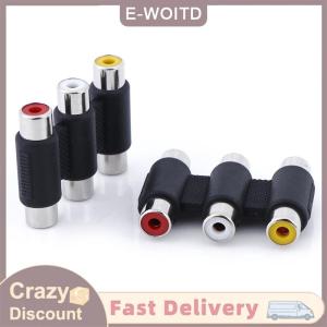 ซื้อ 1 ชิ้นลด 10 บาท 1PC 3 RCA AV Audio Video FEMALE TO FEMALE JACK COUPLER ADAPTER 3RCA CONNECTOR