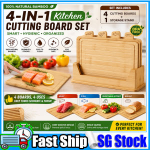 SG Bamboo Wooden Cutting Board Double Sided with Labels Kitchen Solid Wood Chopping Board for Meat Vegetable Bread