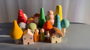 Kids Wooden Toys Pastel Nordic Buiding Blocks Stacking Crochet House Animals Rainbow Forest Trees2026