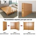 Solid Wooden Foldable Bed Single Bed Frame Indoor Bamboo Furniture 200*60cm Household Simple Double Solid Wood Frame Reinforced Bed. 