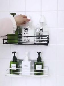 Kệ sắt chữ nhật đa năng để đồ nhà tắm phòng bếp dán tường siêu chắc không khoan đục