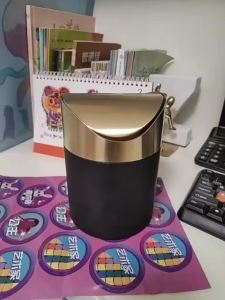 《812》Thùng Rác Bằng Thép Không Gỉ 304 Nhỏ Để Bàn Phòng Ngủ Văn Phòng Đậy Bằng Nắp Lật Hình Quả Trứng Dung Tích 15 Lít