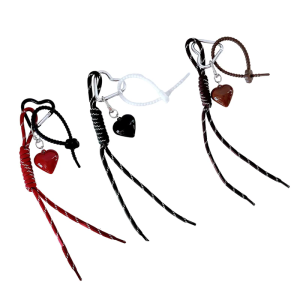 Unique Heart Charm Keychain Braided Rope Keyring Accessory for Couple Or Friend Stylish Bag Pendant Accessories