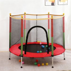 JF Internaional Trampoline Medium Partially Assembled Safety Railings for Kids with Safety Net Durable Reinforced Springs Water-Resistant Fabric Free 7 Gifts