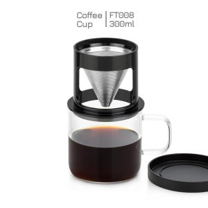 Cốc cafe thủy tinh chịu nhiệt Samadoyo FT008 300ml - Ly lọc cafe bằng thủy tinh dùng được nóng lạnh Samahome Shop