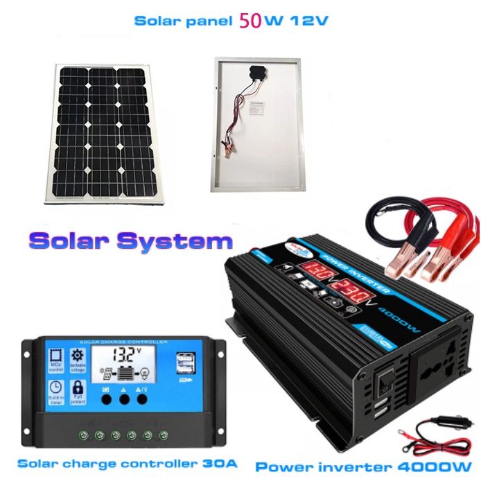 NEW Solar System DC 12 to AC 220V Power Inverter 4000W + Solar Panels