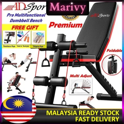 ADSports AD600【THICKEN TUBE】Multi-Purpose Adjustable Gym Chair Bench - Foldable Sit up Dumbbell Bench Exercise Bench Fitness Training Abdominal Hyper Back Extension Incline Bench for Full Body Workout