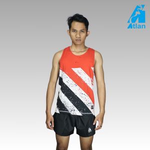 AERON Singlet Olahraga Sport Men Atletik Jersey Motif Dry Fit Cross Red