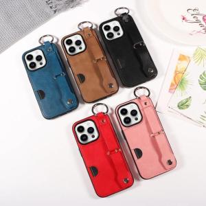 Luxury Casing For iPhone 16E 16 15 14 13 Pro Plus Max Wristband Ring Holder Cards Solt Wallet Leather Cover Case