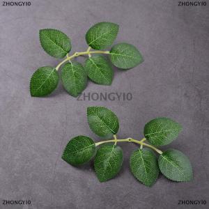 [COD] ZHONGYI0 10/30/50pcs กุหลาบใบเทียมสีเขียวกุหลาบปลอมใบ DIY CRAFT