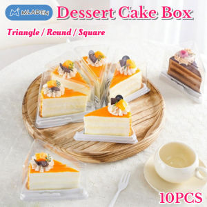 Purrhappy Cake Slice Box Dessert Container Plastic Cake Holder Mousse Tiramisu Packing Disposable Takeaway Bakery Rumah Tangga