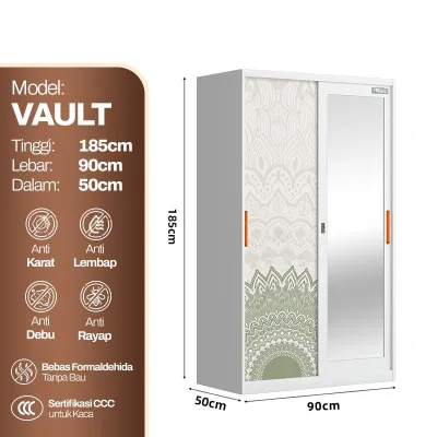 LEMARI PAKAIAN BESI SLIDING LEMARI BAJU PINTU GESER FULL BESI 2/3/4 PINTU