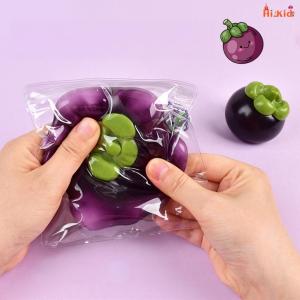 [SG Seller]Pocket Size Mangosteen Fluid Fidget Toy Real Fruit Look Liquid Filled Soft Squishy Stress Relief Squeeze Toy