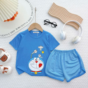 BỘ tay cộc quần đùi áo trơn in hình phối quần sọc thun lạnh minky(LNN22) mon cho bé size 10-26kg