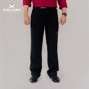 Celana Bahan Reguler Pria Jumbo Hitam Melvin Series Formal Kerja Kantor 28-44