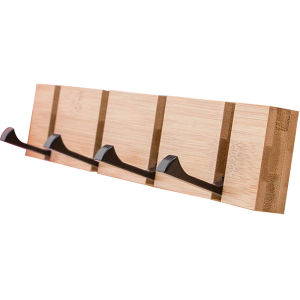 Bamboo Coat Hooks Wall Mounted Foldable Coat Rack with 4 Retractable Hooks for Bathroom Living Room Bedroom