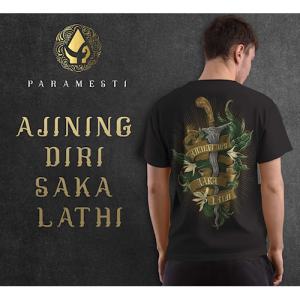 PARAMESTI BAJU KAOS WAYANG AKSARA JAWA PRIA BAJU KAOS DISTRO KEREN BRANDED PAKAIN FASHION PRIA WANITA KEKINIAN MOTIF KATA KATA  BIJAK BUDAYA JAWA CULTURE KUALITAS PREMIUM PARAMESTI  MAGETAN KAOS  PRIA PITUTUR JAWA TERBARU AJINING DIRI SAKA LATI