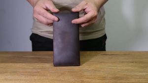 NZPJ Vintage Leather Mens Wallet Mad Horse Leather Long Cell Phone Bag First Layer Cowhide Multi-card ID Bag2026