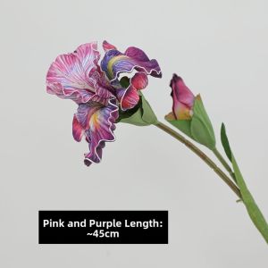 WFYW Purple Artificial Iris Flowers Floral PVC Fake Flower Bouquet  Decorative Artificial Faux Plants Spring