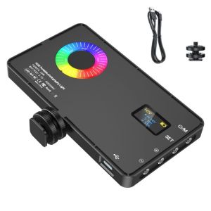 FOUNDTWO Di động Đèn trợ sáng RGB Có thể sạc lại. Đầu nối 1/4 inch. Đèn trợ sáng chụp ảnh Đèn máy ảnh 360 ° Màu sắc đầy đủ Đèn LED chiếu video Phát trực tiếp