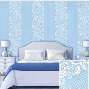 Wallpaper Dinding Motif Batik Elegan Biru Ukuran 45CM X 9-10METER