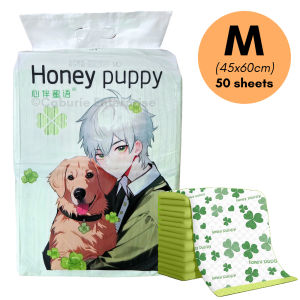 HONEY PUPPY: Fresh Spring Pet Sheets (M/L) - With scented fragrance & adhesive floor tapes. Polymer gel layer. Extra absorbent.