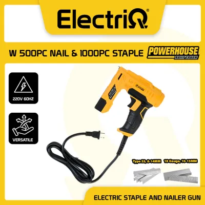 Electriq | Powerhouse 2in1 Electric Staple and Nailer Gun w/ 500pcs Nail & 1000pcs Staple PH-ES53-HD