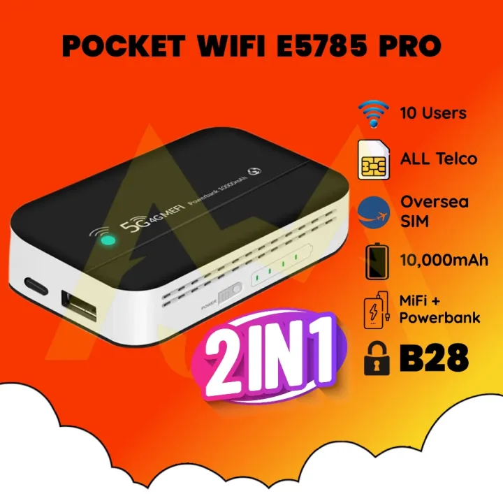 【Great discount】Modified Unlimited WiFi Hotspot 4G 5G LTE Portable Router 10000mAh Powerbank Type-C Pocket Modem WiFi PW100 B310 D6 D9