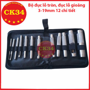 Bộ đục lỗ tròn gioăng da kích cỡ 3-19mm 12 chi tiết