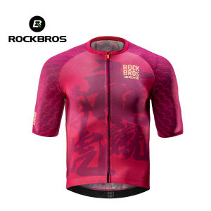 ROCKBROS Mens Cycling Jersey Elastic and Breathable Short Sleeve Shirt Dragon Elements Cycling Top 3 Pockets And Smooth YKK Zipper Cycling Wear Sport Clothing