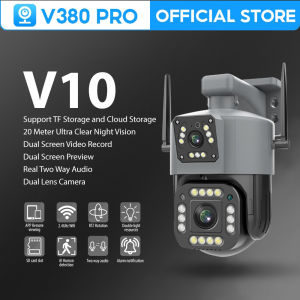 V380 PRO V10 cctv camera wifi connect 360 dual lens surveillance camera 4K 6MP HD cctv dual camera security wireless outdoor waterproof AI motion dection alarm ip camera HD night vision cctv with two ways audio and speaker PTZ control by smart phone