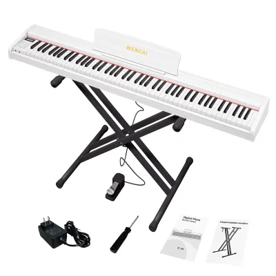 WENCAI 88-Key Portable Digital Piano Complete Set: Fully Sensitive touch piano Keyboard for Beginners (with Stand/ Pedal)