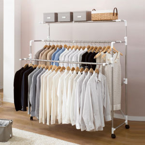 ราวตากผ้า 3 ชั้น ราวตากผ้าพับเก็บได้ ราว ที่แขวนผ้า  ราวแขวนผ้า  ราวสแตนเลส ปรับระดับได้ HHsociety รุ่น 5268