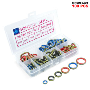 Oring Set Seal 100Pcs Cincin Baut Karet Tembaga Oring Kit Penutup Saluran Minyak - 6704