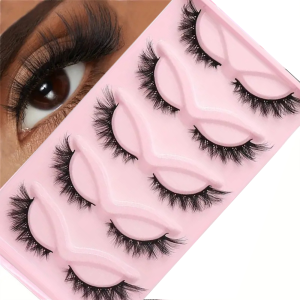 Cat Eye False Eyelashes 5-Pair Thin Fluffy Suitable for Everyday Natural Makeup