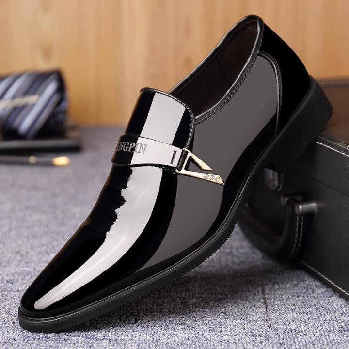 Mens Formal Shoes Black Glossy Leather Shoes Oxford shoes for Men