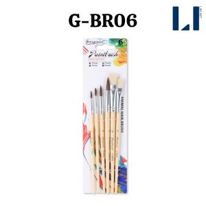 Bộ 6 cọ vẽ màu nước màu acrylic gouache... lông ngựa/ vàng giorgione