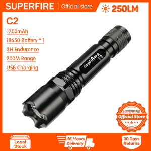 SUPERFIRE Flashlight C2 LED Flashlight Mini Waterproof Torch Light for Outdoor