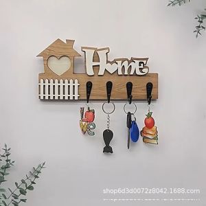Wooden Wall Hooks Door Wall Hangers Entrance Decoration Key Holder Wooden Crafts Home Decoration Wooden Hook PH