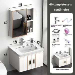 [CozyNest ]Aluminum Bathroom Cabinet Bathroom Mirror Cabinet Cabinet Wash Basin Inligent Mirror Cabinet