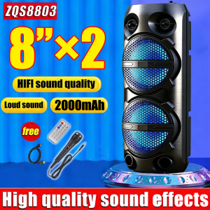 ZQS8803 Bluetooth Speaker With Mic 16 inch Multi function Portable Stereo HiFi Karaoke Audio System High Quality Sound With Wired Microphone USB MP3 Player FM Radio Party Disco RGB Light