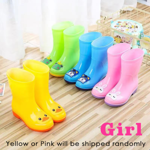 Low Cut Rain Boots (Bota) For Kids Wide Round Toe Children Rainboots  Baby  PVC Rubber Waterproof Kids Water Shoes Lovely Cartoon Rain Boots Platform (31-35)) KM