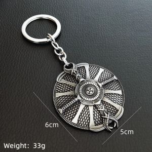 1 PCS Game God-of-War 5 Ragnarok Kratos Keychain Shield Model Metal Pendant Key Holders Game Souvenir Gift