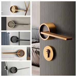 RD5BA7 Mute Mechanical Round Door Lock Zinc Alloy Anti-theft Design Door Handle Lock ic Silent Nordic Style Deadbolt Lock Bedroom Door