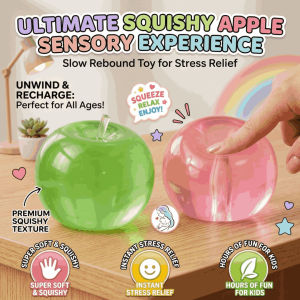 Green Apple Stress Ball Soft Transparent Maltose Squeeze Toy Creative Stress Relief Slow-rebound Decompression Toy for ADHD Autism Relax