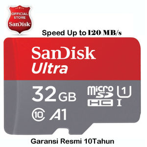 SanDisk Original Memory Card Ultra MicroSDHC UHS-I Card 16GB/98MB/s 32GB A1 120MB/s 64GB/140MB/s 128GB/140MB/s 256GB/150MB/s 512GB/150MB/ Kecepatan tinggi untuk Foto dan Full HD Video yang lebih bagus Garansi Resmi Sandisk Indonesia 10 Tahun - Merah