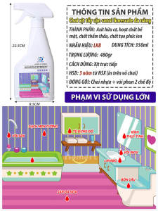 Chai Xịt Tẩy Cặn Canxi Inox Gương Kính Nhà Tắm LKB 350ml Tẩy Cặn Ố Mờ Vòi Sen Lavabo Hồ Cá Tường Gạch Đa Năng