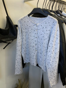 Women Heart Polka Dot Ruffle Cardigan Sweater 2026 Fall New Cute Style Knit Outerwear