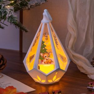 LITUILI Sáng Đèn trang trí đêm Giáng sinh Bật sáng Di động Đồ chơi phát sáng dây chuyền bầu không khí Dễ thương Đồ trang trí bàn Trong nhà
