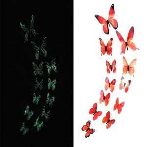 12/24pcs 3D Luminous Butterfly Wall Stickers for Home Kids Bedroom Living Room Fridge Wall Decals Glow In Dark Wallpaper Decor